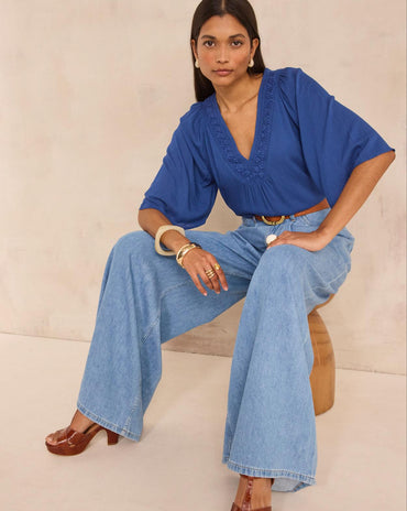 BLOUSE BRODÉE À MANCHES 3/4 DEBORAH