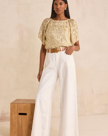 PANTALON LARGE EN COTON TARA