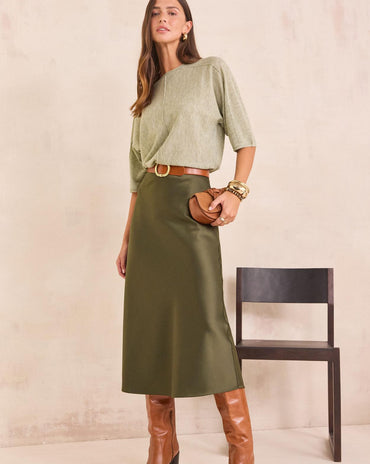 JUPE MIDI SATINÉE ORIA