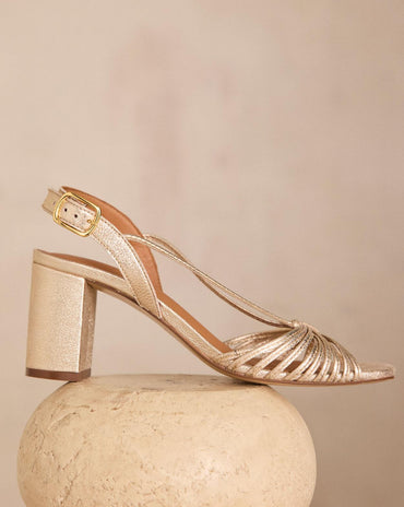 SANDALES IRISÉES À TALONS EN 100% CUIR SUNNY