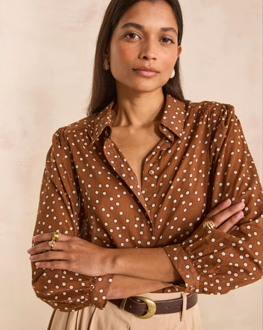 CHEMISE IMPRIMÉE À POIS EN COTON DYLAN