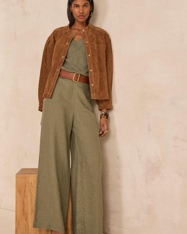 PANTALON LARGE EN LIN TERRY